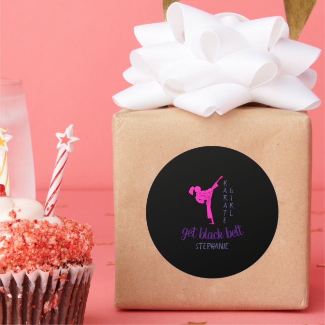 Adesivo Redondo Quic Girly Modern Silhouette Black Pink Karate (Festa)