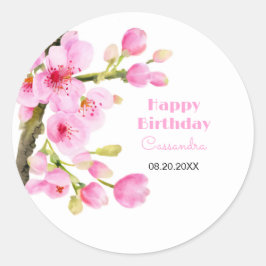 Adesivo Redondo Quic Pink Cherry Blossom Sakura Aniversário Floral