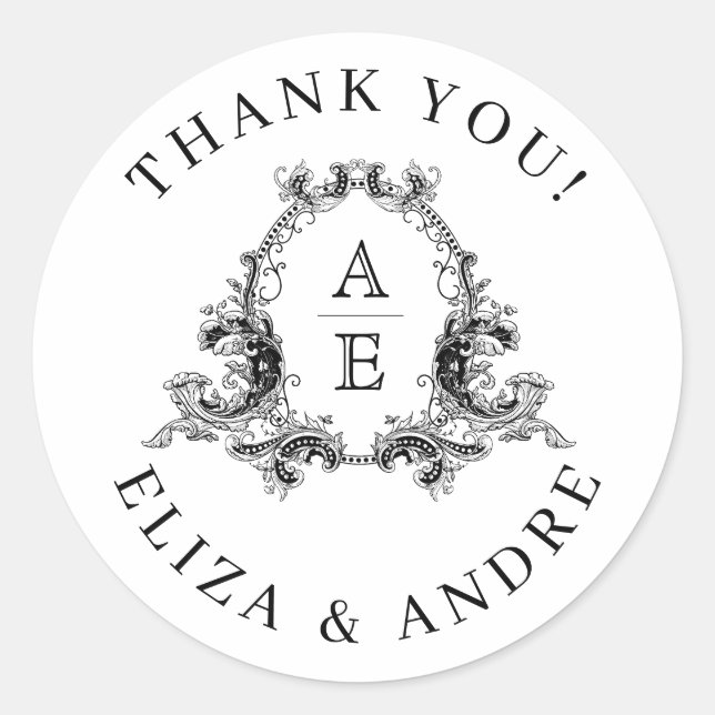 Adesivo Redondo Quic, preto e branco - Segura dos monogramas (Frente)