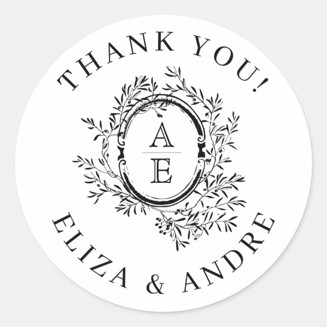 Adesivo Redondo Quic, preto e branco - Segura dos monogramas (Frente)