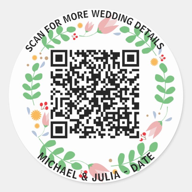 Adesivo Redondo QuickLink: Autocolante de código QR comercial (Frente)