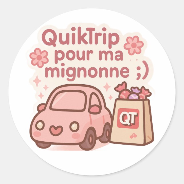 Adesivo Redondo QuikTrip – Retro Kawaii Sticker for Roadtrip Lover (Frente)