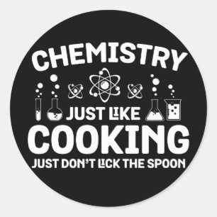 Adesivo Redondo Química assim como Cozinhar, simplesmente não pica
