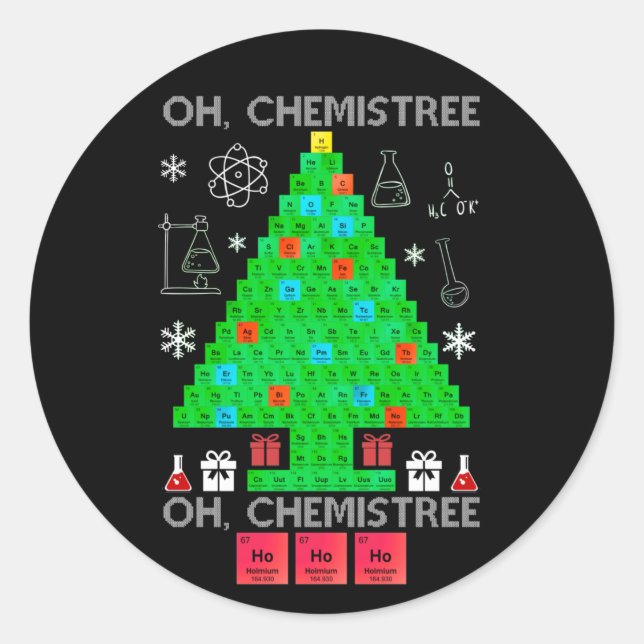 Adesivo Redondo Quimistree Chemistree Engraçado Ciência (Frente)