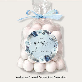 Adesivo Redondo Quince, Espanhol, Floral Azul Claro