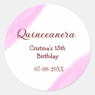 Adesivo Redondo Quinceanera anos 15 de aniversário adicione nome t