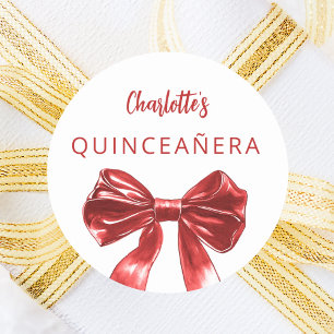 Adesivo Redondo Quinceanera, arco branco vermelho