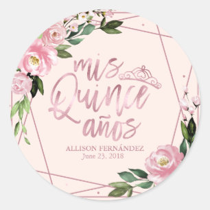 Adesivo Redondo Quinceanera Blush Floral