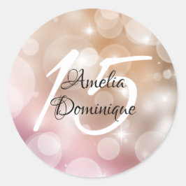 Adesivo Redondo Quinceanera Blush Pink Bokeh