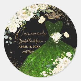 Adesivo Redondo Quinceanera Dark Glitter Rosas