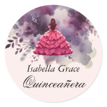 Quinceañera de vestido rosa com roxo aquarela