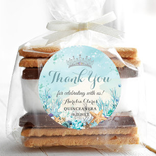 Adesivo Redondo Quinceañera Debaixo do Mar Conchas Corais