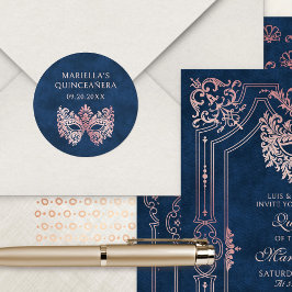 Adesivo Redondo Quinceanera Elegante de Mascarada rosa