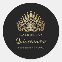 Adesivo Redondo Quinceañera Elegante Princesa Tiara Coroa