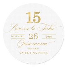 Quinceanera espanhola Reserva la Fecha, Dourada