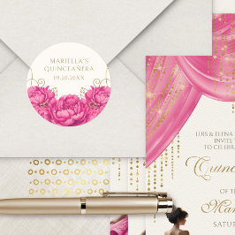 Adesivo Redondo Quinceanera Floral A Quente