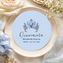 Quinceañera Floral Azul e Marfim