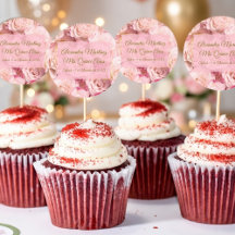 Quinceañera Floral Rosa Rosa Dourada Elegante