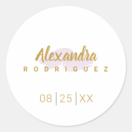 Adesivo Redondo Quinceanera púrpura pálida e Dourada