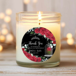 Adesivo Redondo Quinceañera Red Floral Encantada Rosa Negra