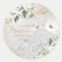 Quinceanera Silver Gown Glitter Dourado Creme Rosa