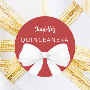 Adesivo Redondo Quinceanera vermelha arco