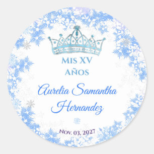 Adesivo Redondo Quinceañera Winter Wonderland Sticker