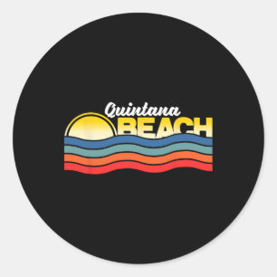 Adesivo Redondo Quintana Beach Texas Retro Vintage Surfer Souvenir