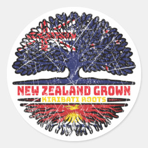 Adesivo Redondo Quiribati I-Kiribati Nova Zelândia Árvore neozelan