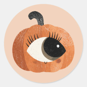 Adesivo Redondo Quirky Cute Cyclop Pumpkin Watercolor Halloween