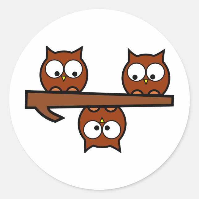 Adesivo Redondo Quirky Owls (Frente)