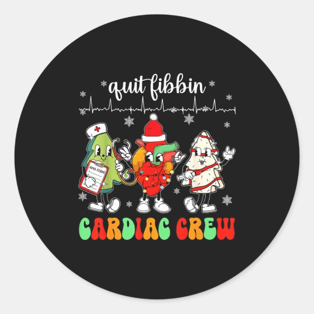 Adesivo Redondo Quit Fibbin Cardiac Christmas Crew Cardiac Techs S (Frente)