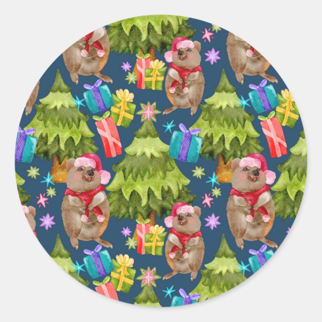 Adesivo Redondo Quokka azul-branca (Frente)