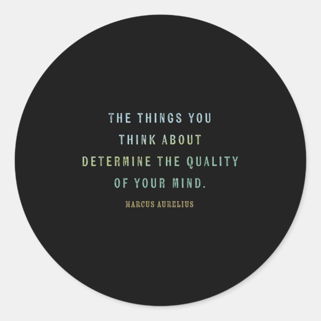 Adesivo Redondo Quote By Marcus Aurelius, Mindset Motivational Quo (Frente)