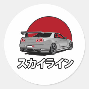 Adesivo Redondo R34 Skyline Sticker
