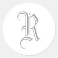 R - Letra Monograma Cinza Sticker Antigo Inglês