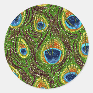 Adesivo Redondo RAB Rockabilful Colorful Peacock Feather Impressã