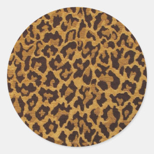 Adesivo Redondo RAB Rockabilly Estampa de Leopardo Marrom Dourado