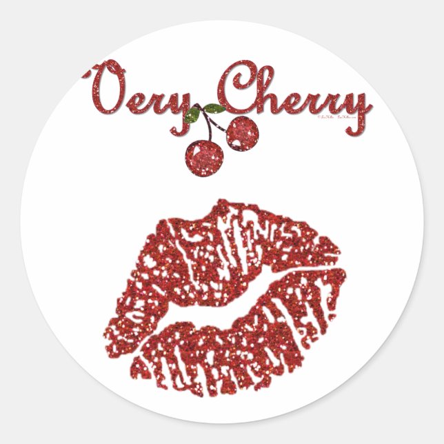 Adesivo Redondo RAB Rockabilly Muito Cherry Kiss (Frente)