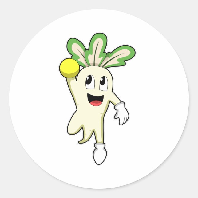 Adesivo Redondo Rabanete no jogador de Andebol com o Handball (Frente)