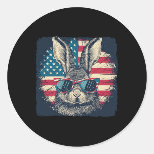 Adesivo Redondo Rabbit American Patriot 4 de julho Gift Lover