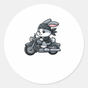 Adesivo Redondo Rabbit Biker Pet Funny