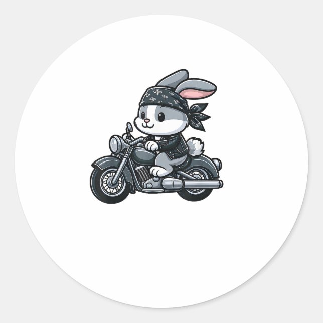 Adesivo Redondo Rabbit Biker Pet Funny (Frente)
