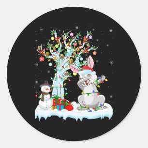 Adesivo Redondo Rabbit Ilumina Árvore Xmas Engraçado Rabbit Dabbin