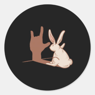 Adesivo Redondo Rabbit ILY ASL Gesto manual surdo surdo perda audi