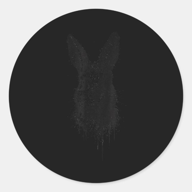Adesivo Redondo Rabbit Ink Art Nge Edgy Forest Wildlife Rtrait Bun (Frente)