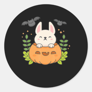 Adesivo Redondo Rabbit Pumpkin Bats Japonês Dia das Bruxas