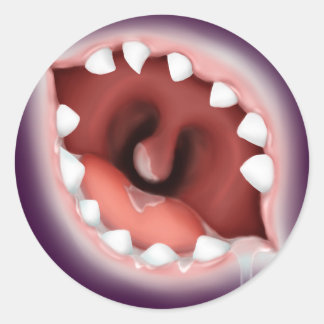 Adesivo Redondo Rabid Drooling Zombie Mouth
