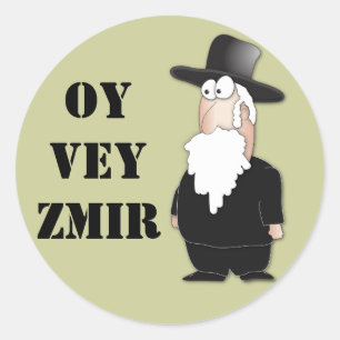 Adesivo Redondo Rabino judaico engraçado de Oy Vey - desenhos