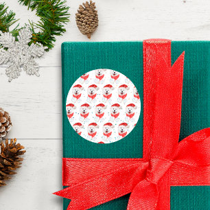 Adesivo Redondo Raça de Cão Samoyed Estrelas de Natal